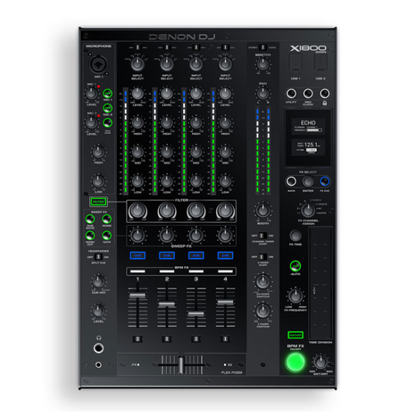 Denon DJ X1800 Prime 4-Channel DJ Mixer with Effects and Serato Compatibility