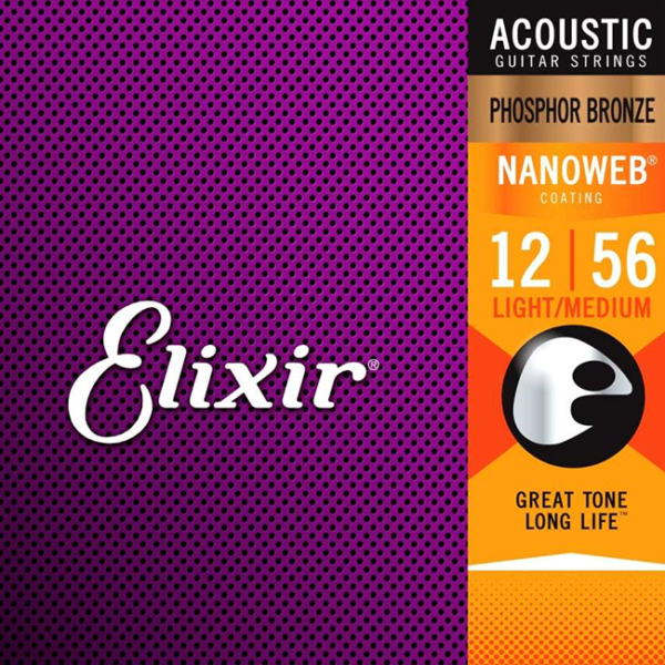 Elixir 11077 Acoustic Light Medium 80/20 Bronze Nanoweb 0.12-0.56