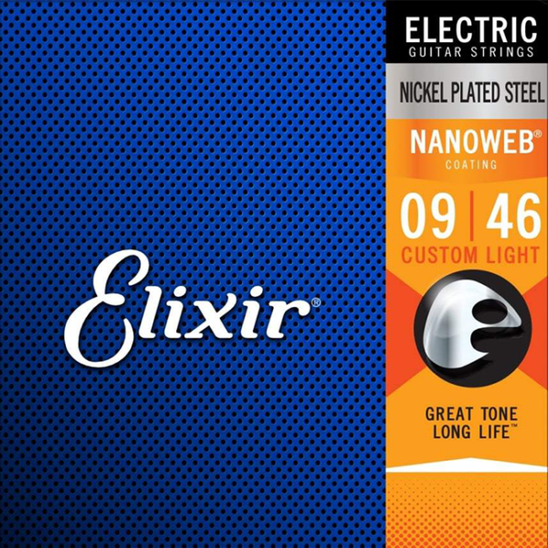 Elixir 12027 Electric Custom Light Nickel Plated Steel Nanoweb 0.09-0.46